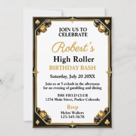 Invitación Noche de Casino Fiesta de Cumpleaños