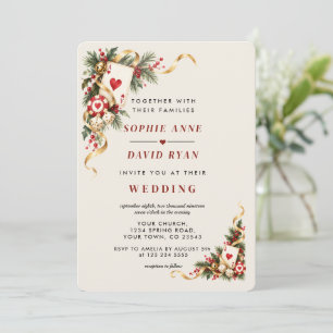 Invitación Noche de Casino Glam Aquarela Código QR Boda Gold
