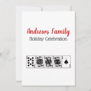 Invitación Noche de Casino Poker Escalera Real de Navidad