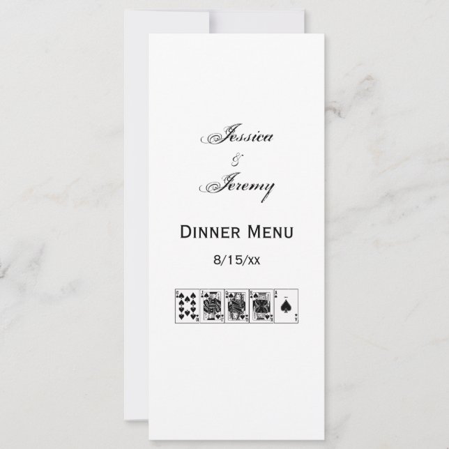 Invitación Noche de Casino Póquer Escalera Real de Color Pica (Anverso)