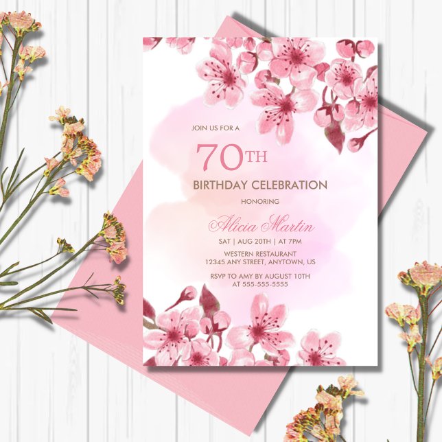 Invitación Noche de cerezo rosado de primavera Sakura cumplea (Subido por el creador)