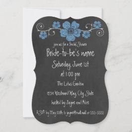 Invitación Noche de Chalkboard para Rosas salvajes azules