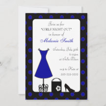 Noche de Chica del Punto de Polka Azul Negro