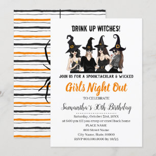 Invitación Noche de chica fuera Fiesta de Halloween de Witnes