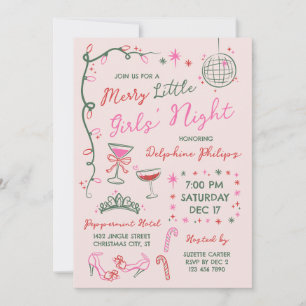 Invitación Noche de chicas alegres garabatos a mano