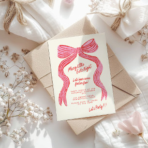 Invitación Noche de Chicas Alegres Lazo Rojo Ros