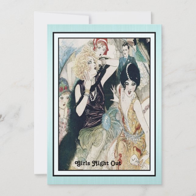 Invitación Noche de Chicas Caos Arte Deco Antiguo Personaliza (Anverso)