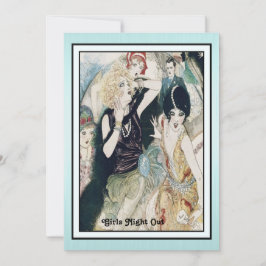 Invitación Noche de Chicas Caos Vintage Arte Deco Personaliza