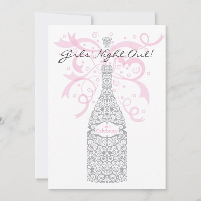 Invitación Noche de chicas champán despedida de soltera (Anverso)
