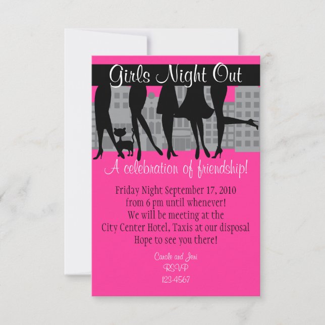 Invitación Noche de chicas con Kitty Style A (Anverso)