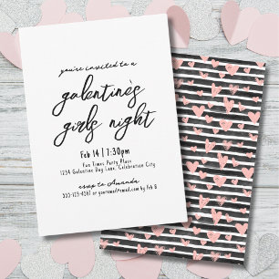 Invitación Noche de Chicas Corazones Escritos Día de Galentin