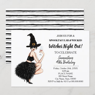 Invitación Noche de chicas de brujas fuera de la fiesta de cu