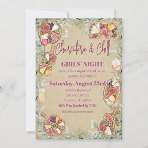 Invitación Noche de Chicas de Charcutería y Relajación
