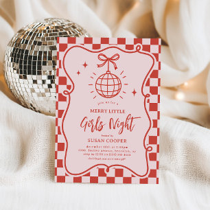 Invitación Noche de chicas de fiesta de Navidad Pink Disco