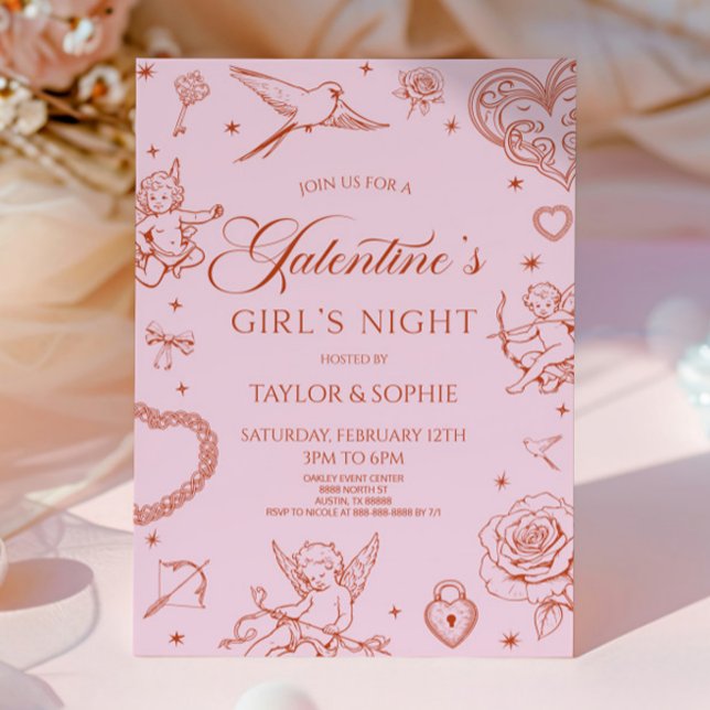 Invitación Noche de Chicas de Galentine's Fiesta de San Valen (Subido por el creador)