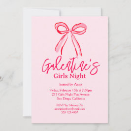 Invitación Noche de chicas de Galentine's rosa rojo dibujado