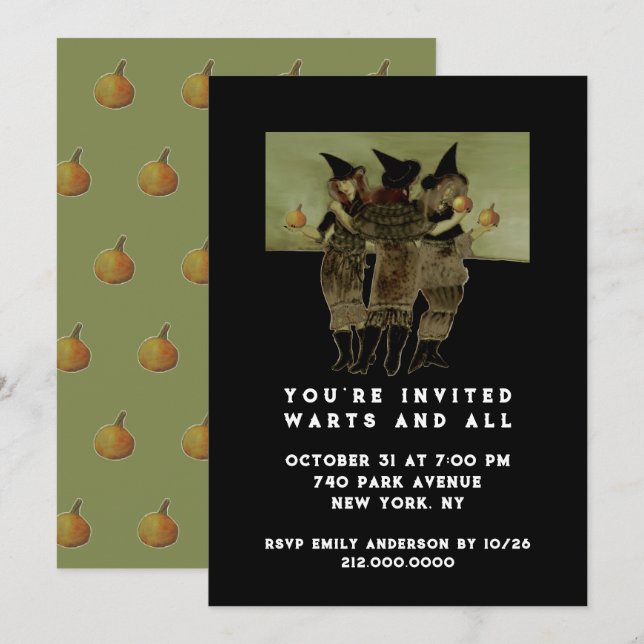 Invitación Noche de Chicas de Halloween (Anverso / Reverso)