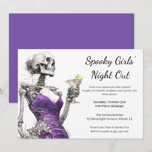 Invitación Noche de Chicas de Halloween   Fiesta de cócteles 