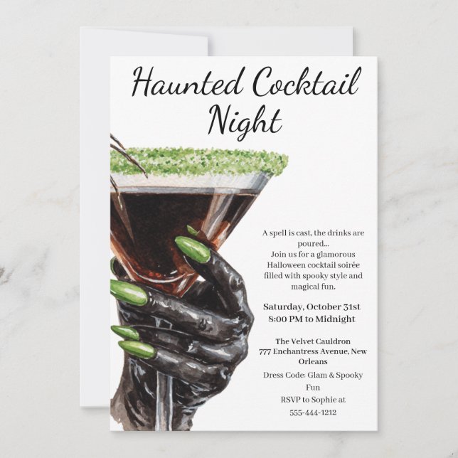 Invitación Noche de Chicas de Halloween | Fiesta de cócteles  (Anverso)