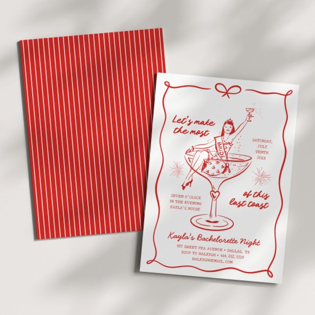 Invitación Noche de Chicas de la mano de la piel Rojo Champag (Subido por el creador)