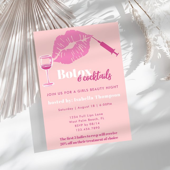 Invitación Noche de Chicas de Rosa Moderno y Rosa Caliente co (Subido por el creador)