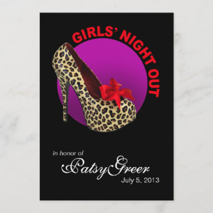 Invitación Noche de chicas de tacones altos Funky Leopard
