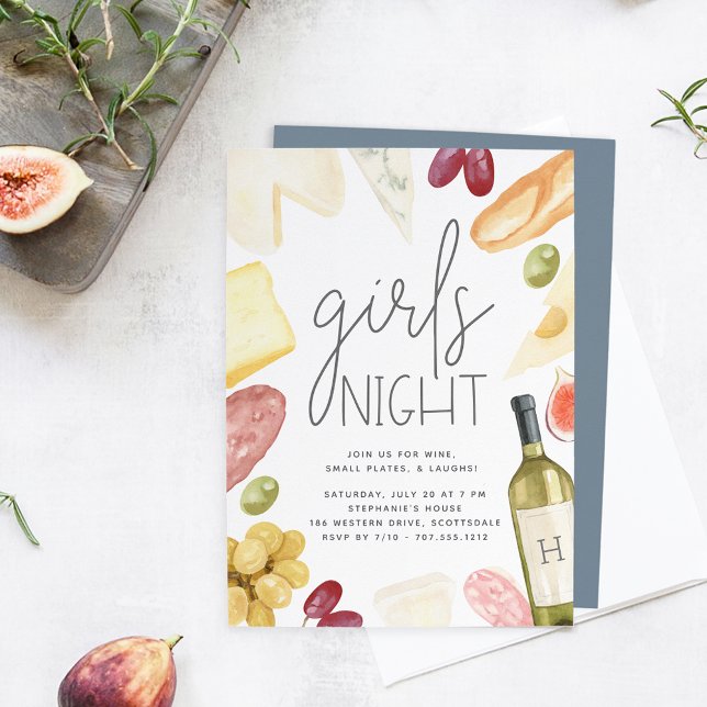 Invitación Noche de Chicas de vino y queso charcuterio (Subido por el creador)