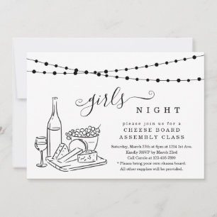 Invitación Noche de chicas degustación de vinos y fiesta de t