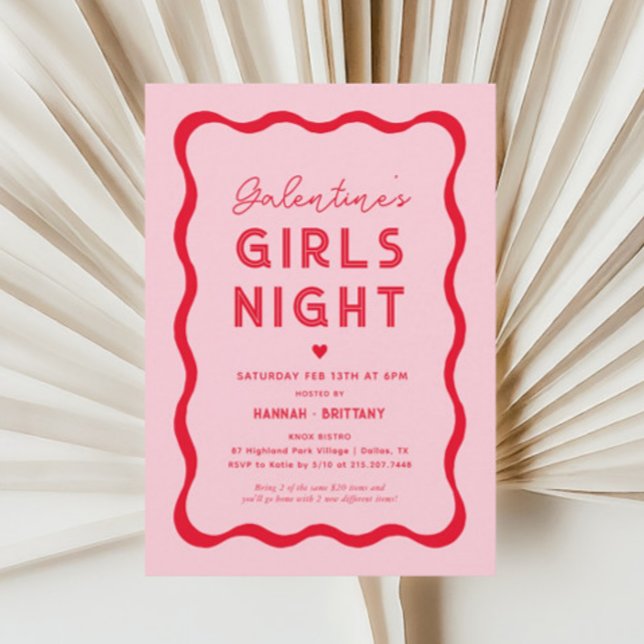 Invitación Noche de Chicas del Día de Galentine Rosa (Subido por el creador)