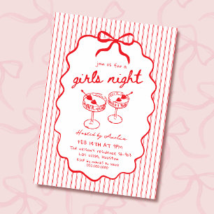 Invitación Noche de chicas dibujada a mano