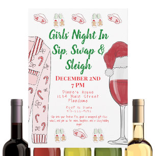 Invitación Noche de chicas en casa: intercambio de regalos y