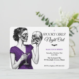 Invitación Noche de chicas espeluznantes cóctel de Halloween