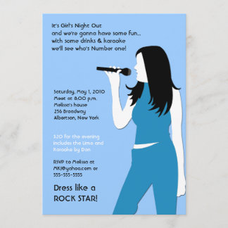 Invitación NOCHE DE CHICAS FIESTA DE CANTAR KARAOKE Cumpleaño