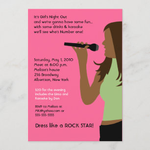 Invitación NOCHE DE CHICAS FIESTA DE CANTAR KARAOKE Cumpleaño