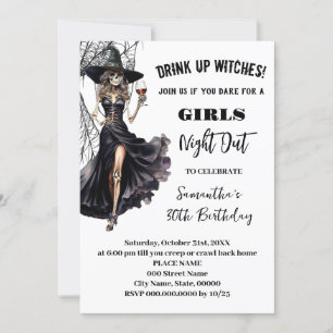 Invitación Noche de chicas: fiesta de cumpleaños de Halloween