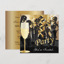 Invitación Noche de Chicas Fiesta de Cumpleaños | Dorado Metá