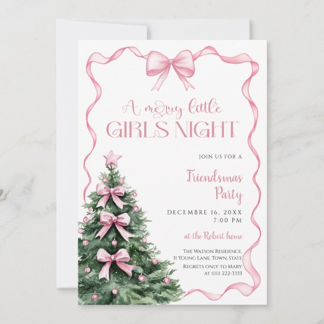 Invitación Noche de chicas fiesta de Navidad (Anverso)