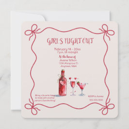 Invitación Noche de Chicas Fiesta de San Valentín