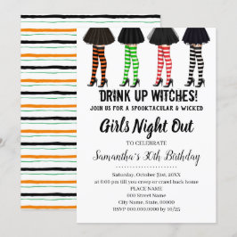 Invitación Noche de chicas fuera Brujas Halloween Cumpleaños