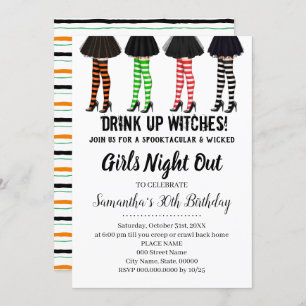 Invitación Noche de chicas fuera Brujas Halloween Cumpleaños
