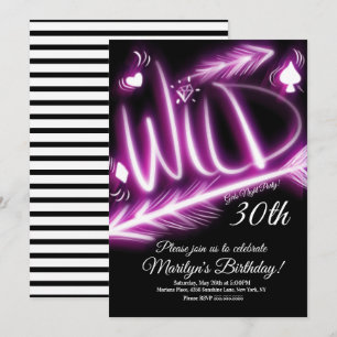 Invitación Noche de Chicas Neon Salvaje Cumpleaños 40 Cualqui