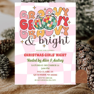 Invitación Noche de chicas retro divertida en Navidad