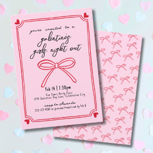 Invitación Noche de Chicas Rosa y Rojo Día de Galentines