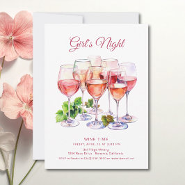 Invitación Noche de chicas rosadas vino 