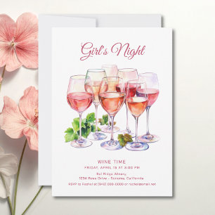 Invitación Noche de chicas rosadas vino 