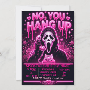 Invitación Noche de chicas rosadas y espeluznante fiesta de H
