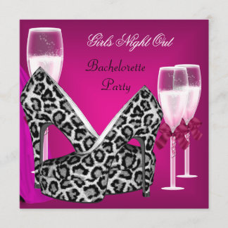 Invitación Noche de Chicas Zapatos Rosados Tacones Altas Cham