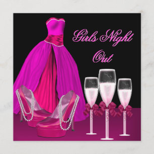 Invitación Noche de chicas zapatos rosados tacones altos cham