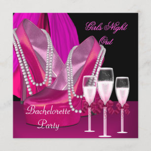 Invitación Noche de Chicas Zapatos Rosados Tacones Altos Cham