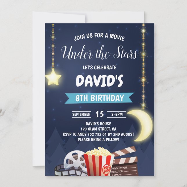 Invitación Noche de cine al aire libre (Anverso)